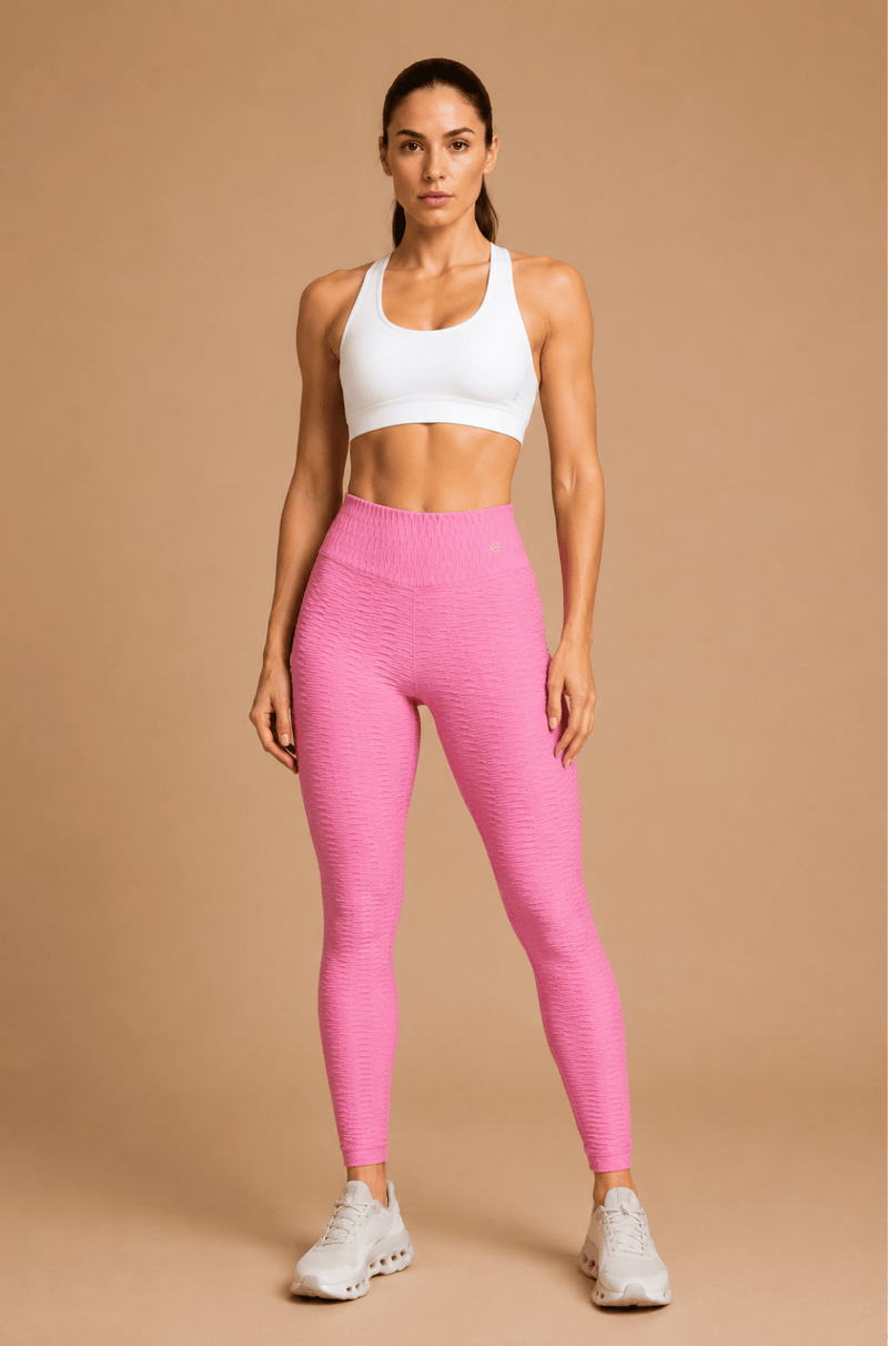 Legging empina bumbum jacquard brocada chiclete