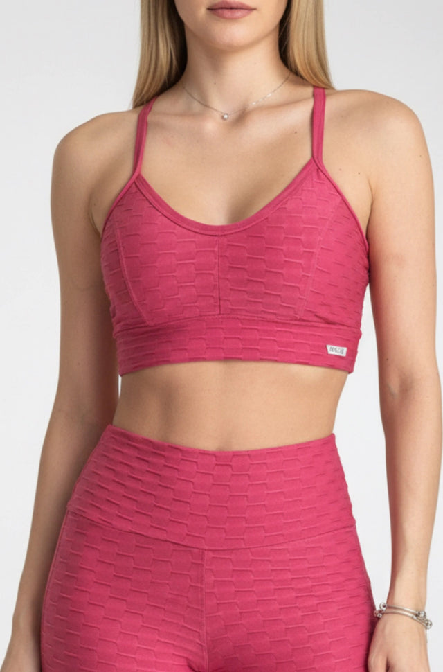Top brocado rosa