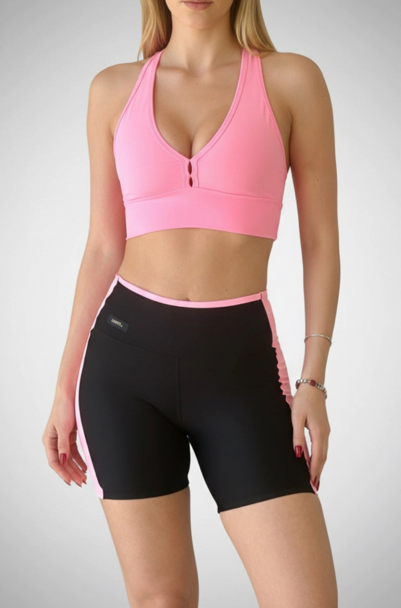 Conjunto short empina bumbum glossy preto e top