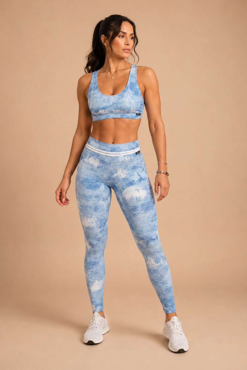 Conjunto legging empina bumbum fake jeans