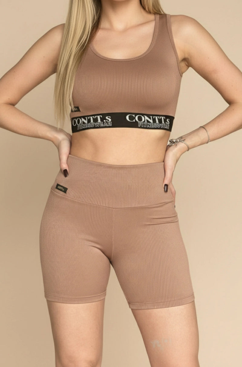 Conjunto short basic marrom e top