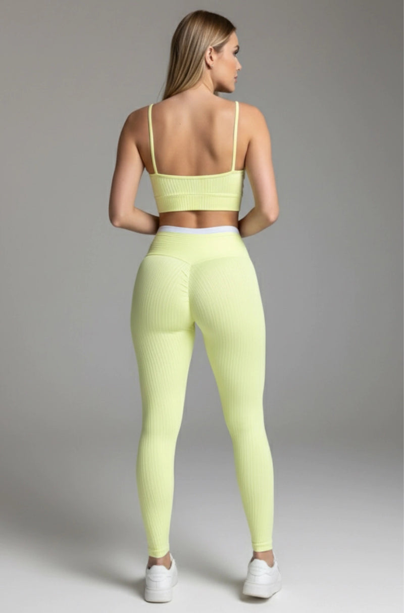 Legging empina bumbum jacquard manteiga