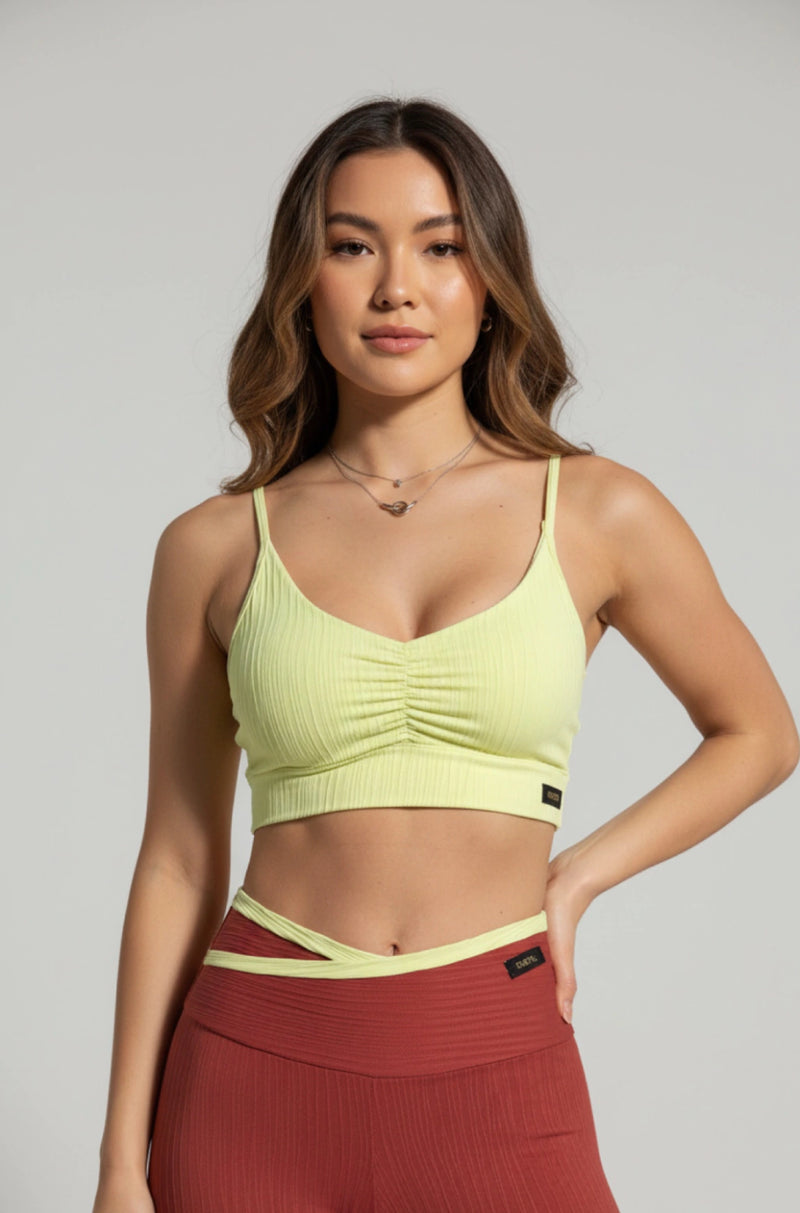 Top franzido jacquard manteiga