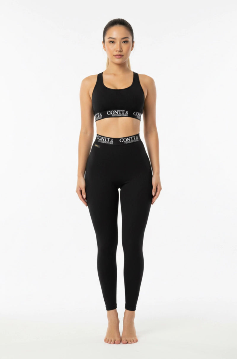 Legging comum cintura alta de elástico preta