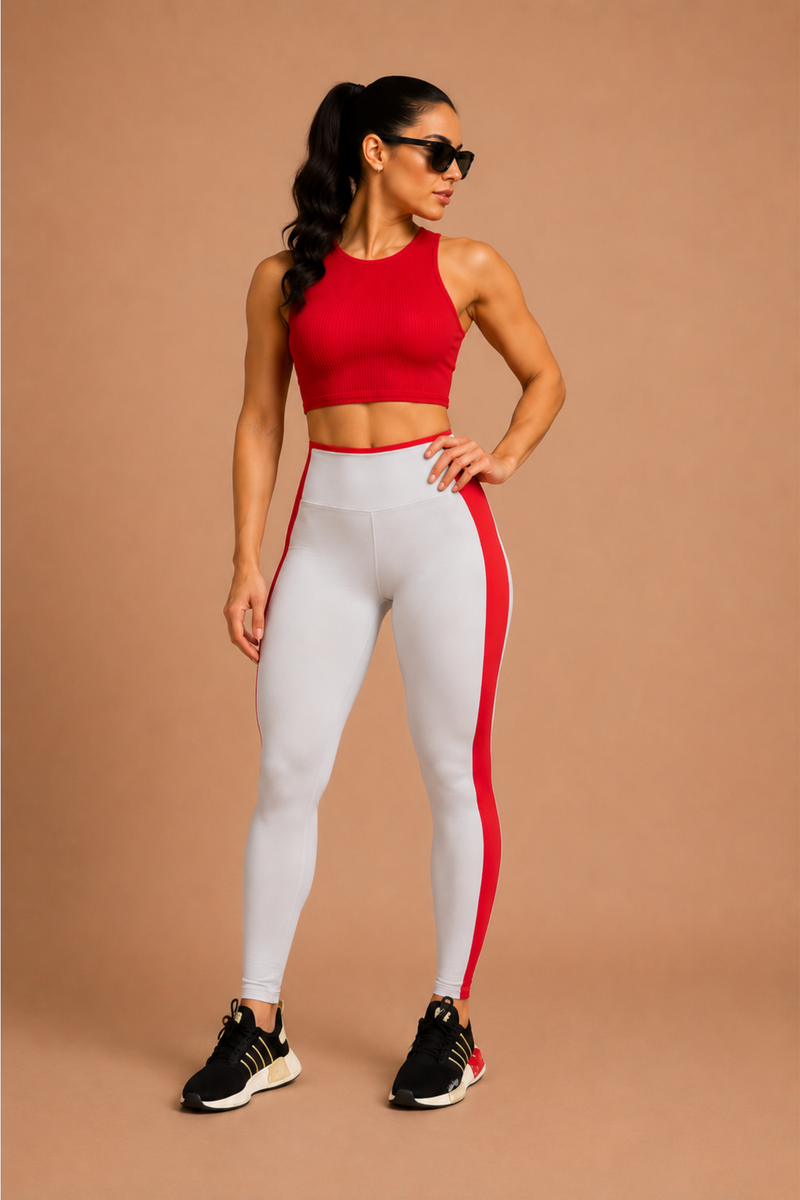 Legging comum glossy cinza