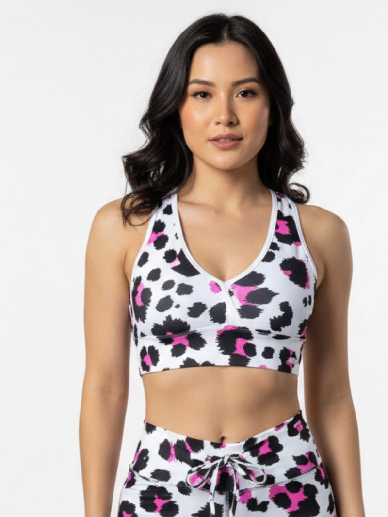 Top nadador animal print pink