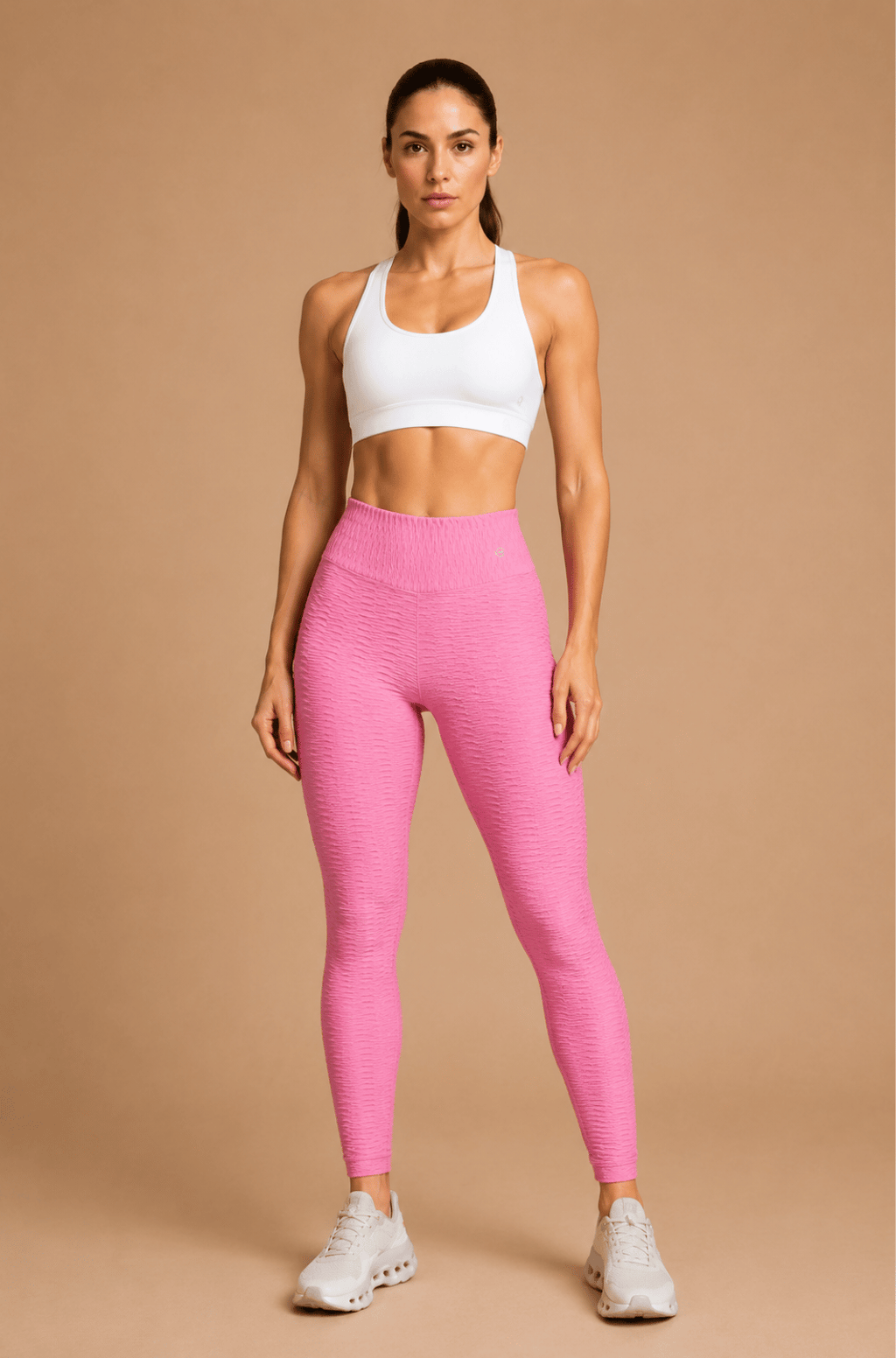 Legging empina bumbum jacquard brocada chiclete