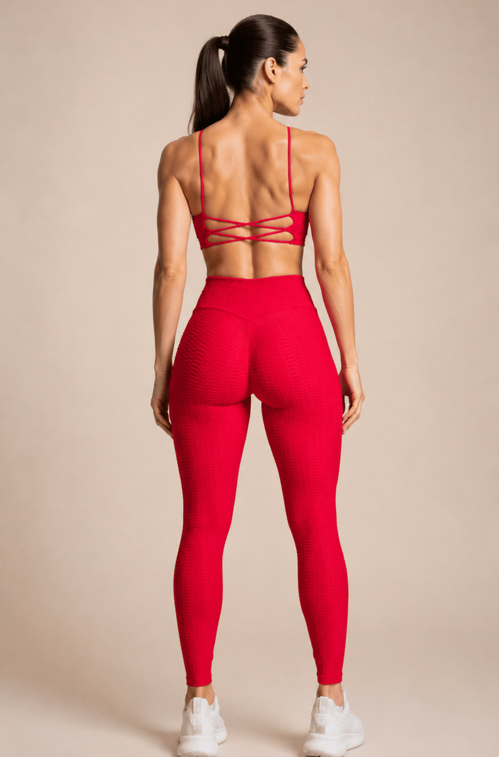Legging empina bumbum jacquard vermelha