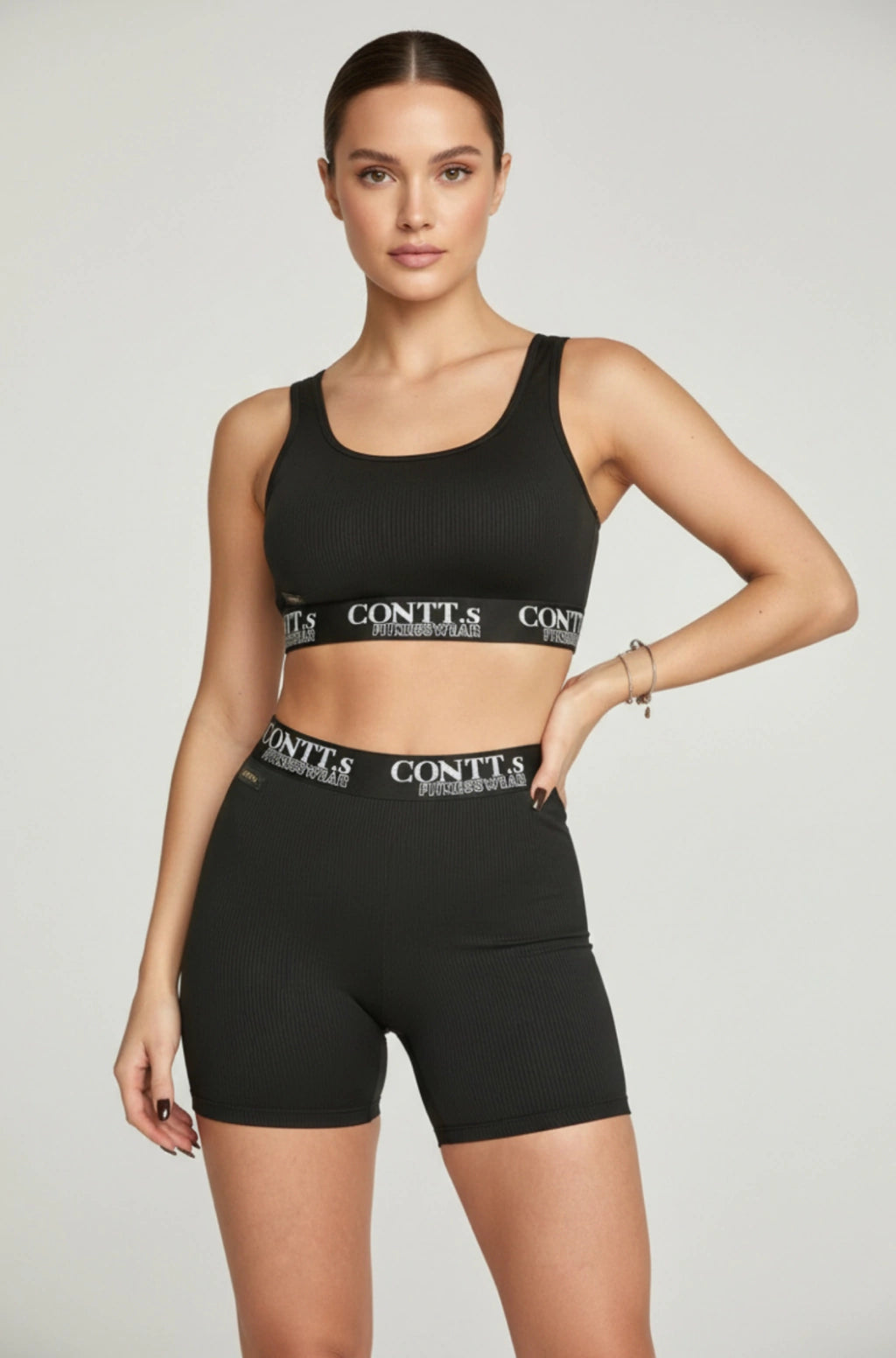 Short Cintura Alta com Elástico Preto
