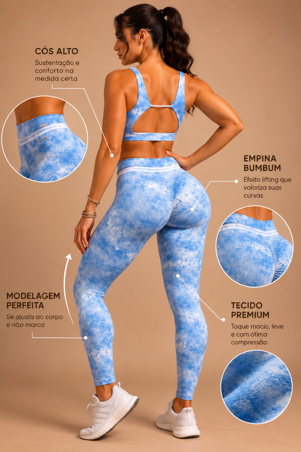 Conjunto legging empina bumbum fake jeans