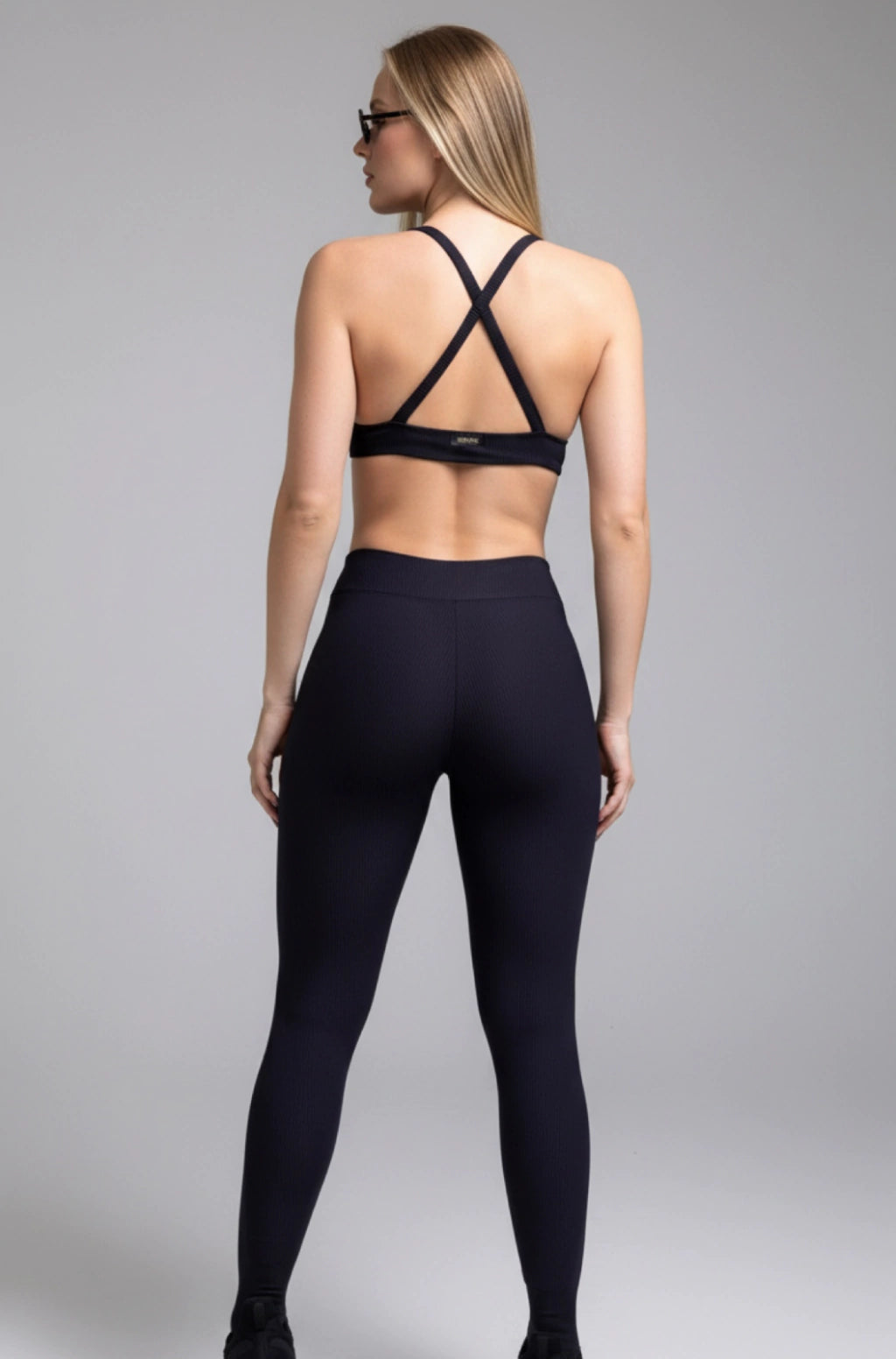 Conjunto Canelado Cintura Média e Top Milano Preto