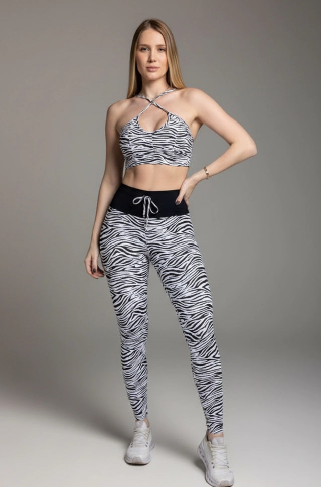 Legging cintura alta comum animal print
