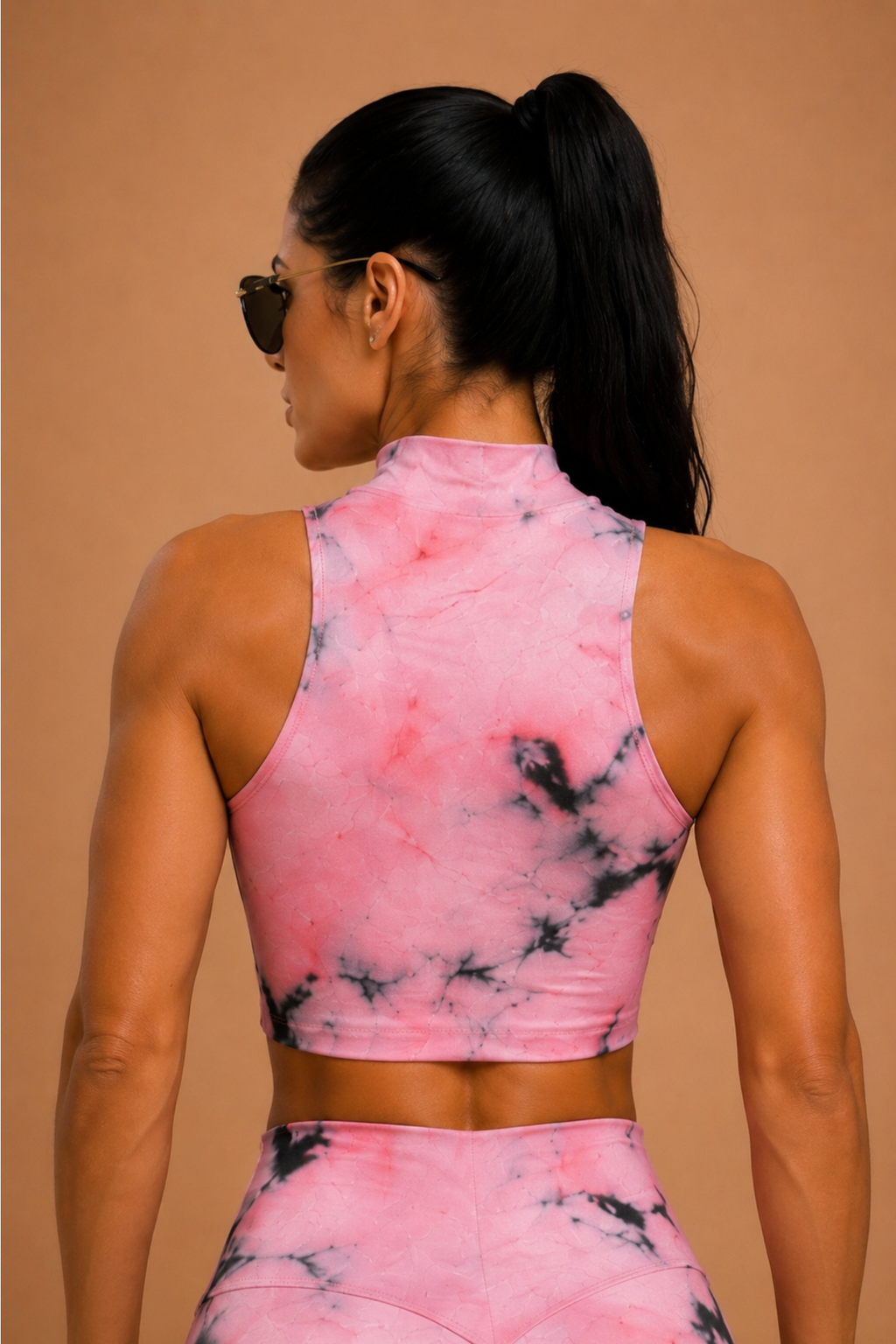 Cropped gola alta electric rose