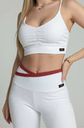 Top franzido jacquard branco