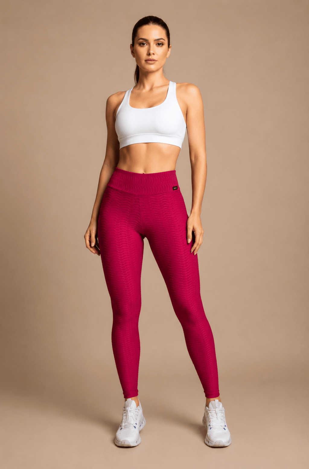 Legging empina bumbum jacquard cereja