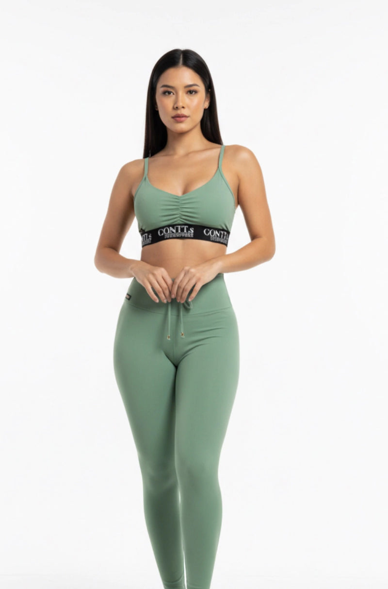 Top alças com elástico basic verde