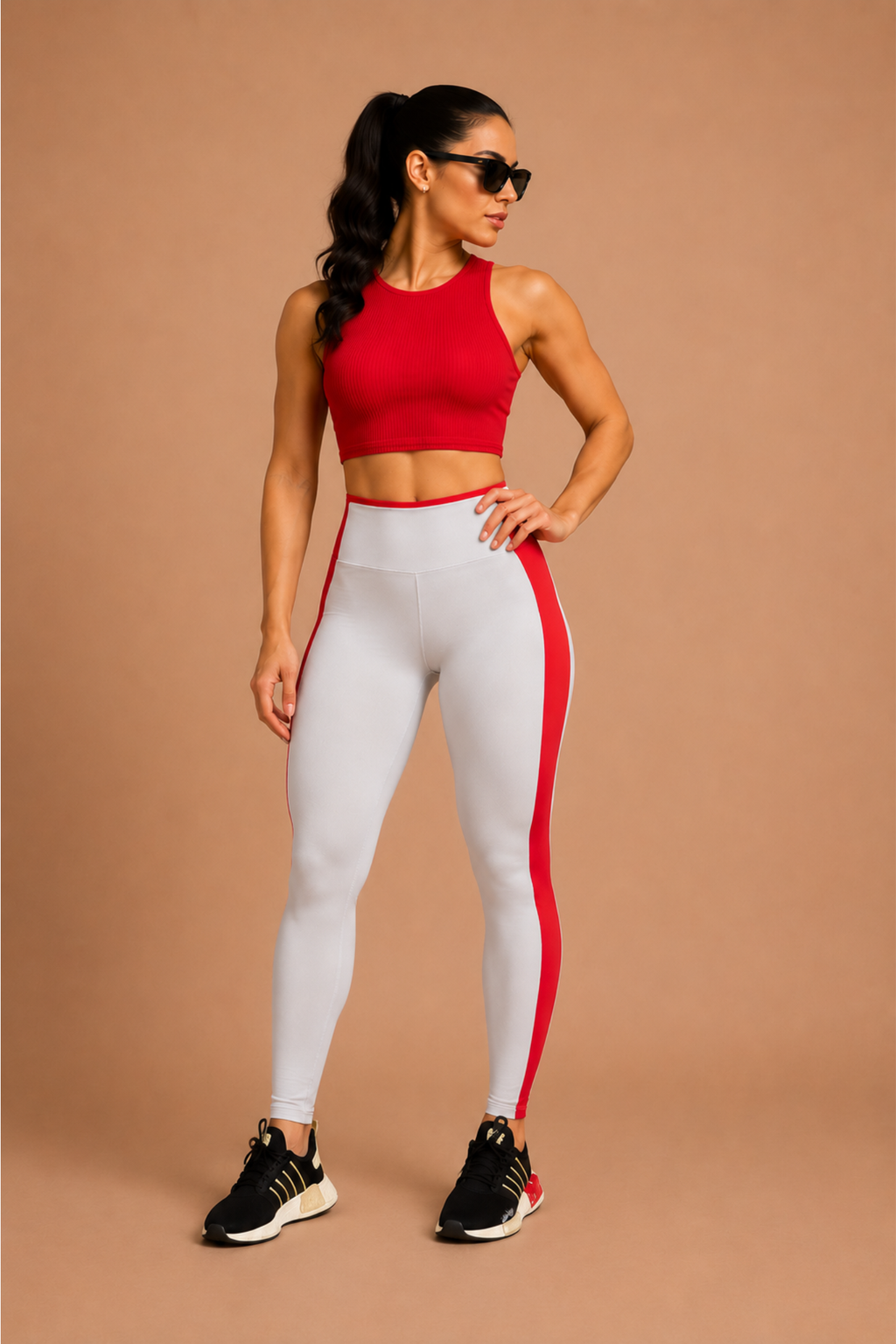 Legging comum glossy cinza